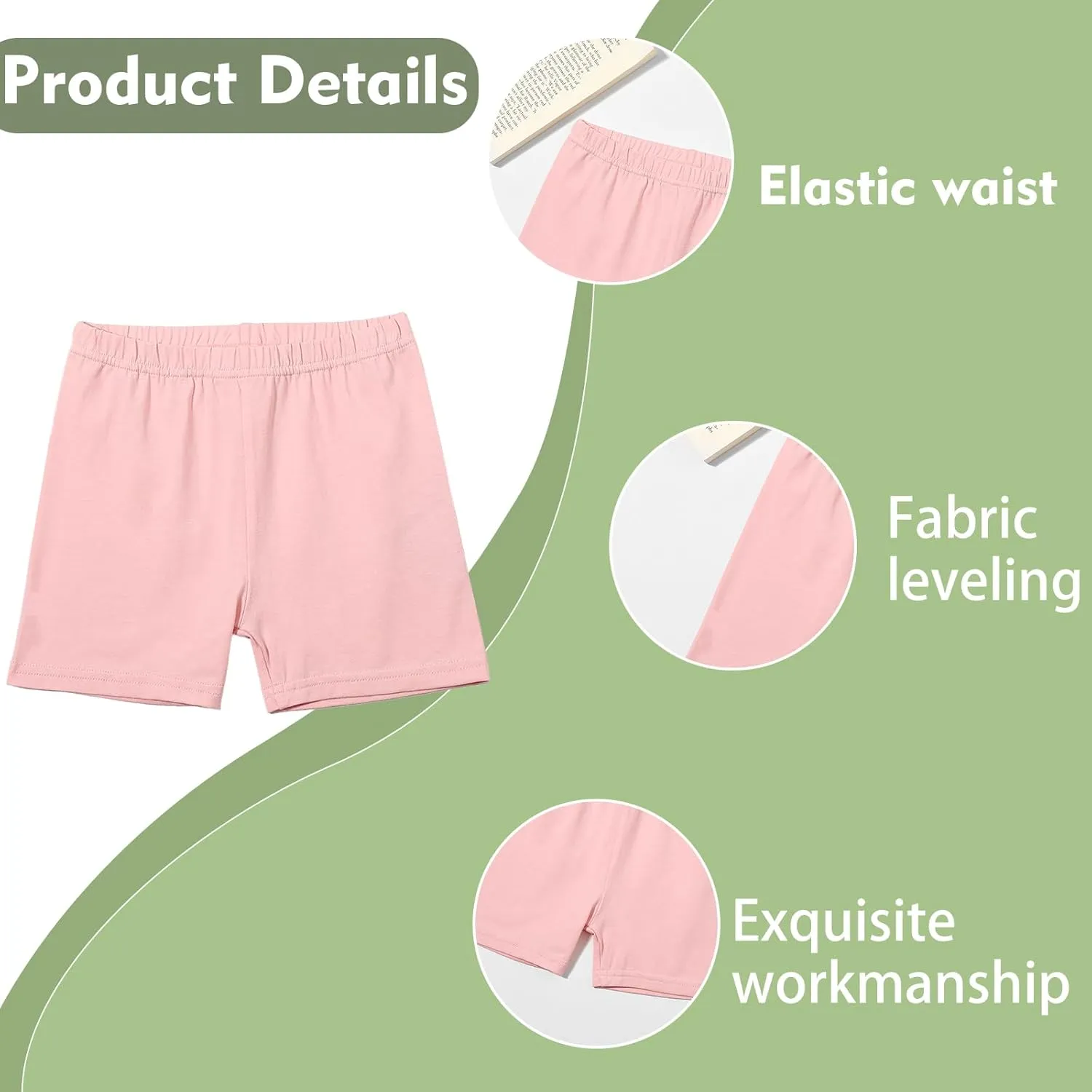 12 Pack Girls Bike Shorts Kids Cotton Cartwheel Shorts Under Dress for Toddler Girls Solid Dance Safety Shorts