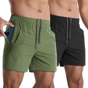2 Pack Mens Athletic Shorts 5 Inch Quick Dry Gym Workout Shorts Men Lightweight Sports Running Shorts with Pockets