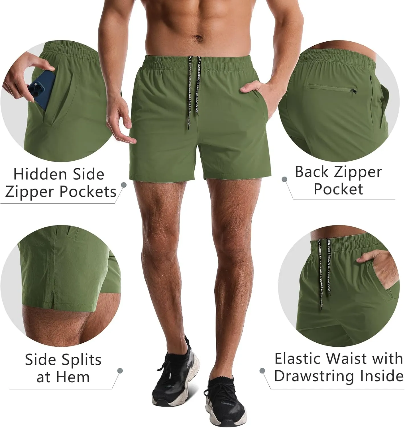2 Pack Mens Athletic Shorts 5 Inch Quick Dry Gym Workout Shorts Men Lightweight Sports Running Shorts with Pockets