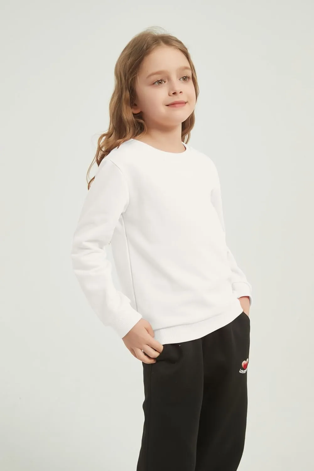 2-Pack Unisex Kids Crewneck Sweatshirt Long Sleeve Cotton Pullover Tops For Boys and Girls(Thin)
