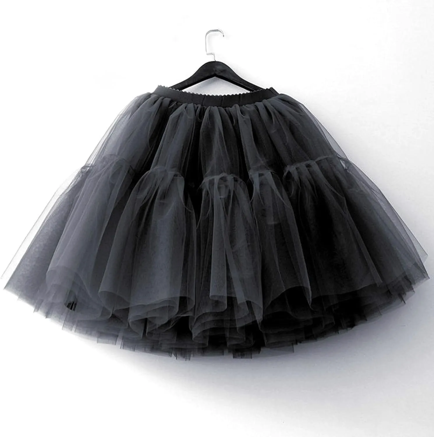 2022 New Mesh Pleated Puffy Skirt Speed Tulle Skirt High Low Skirts for Women Knee Length