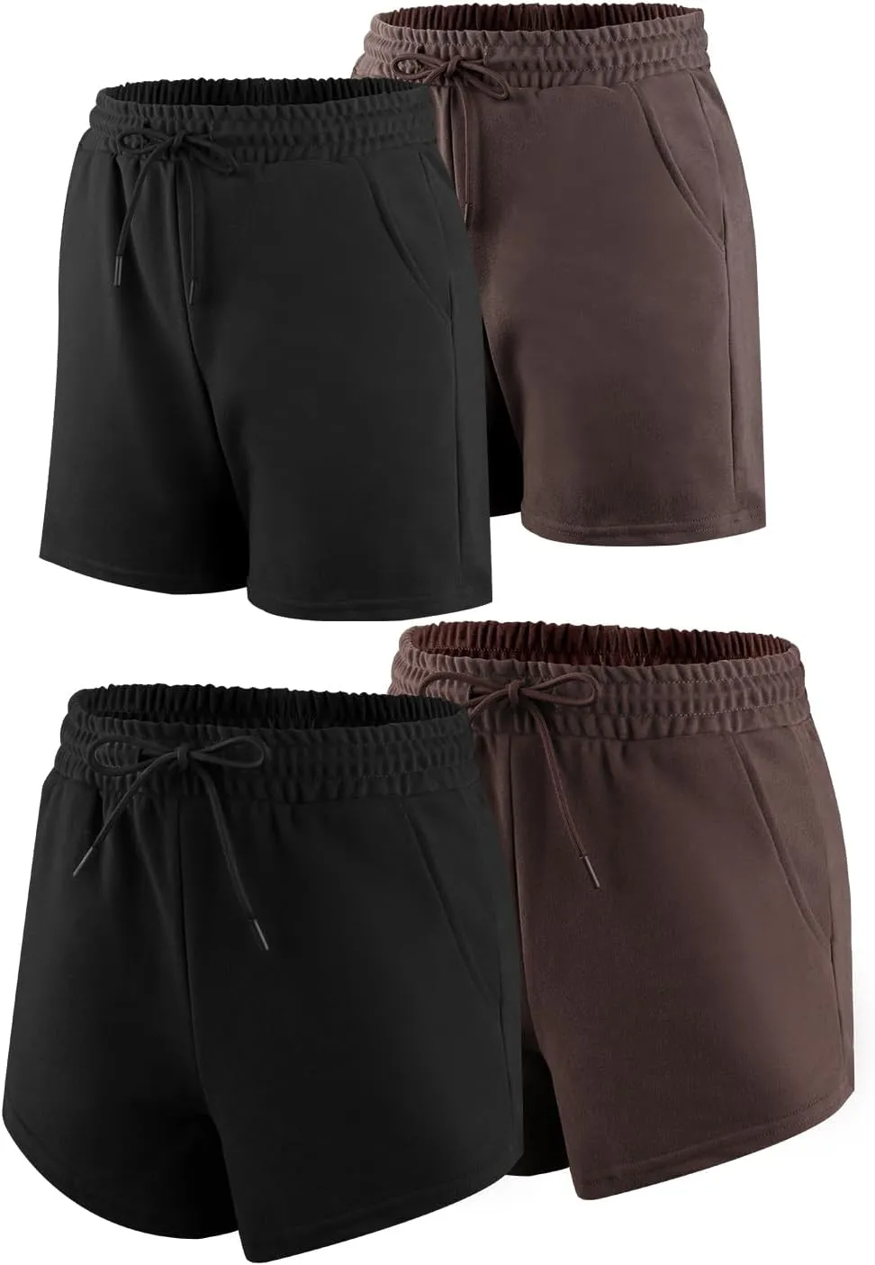 4/5 Pack Sweat Shorts for Women with Pockets, Drawstring Cotton Workout Shorts Lounge Casual for Summer Running Shorts