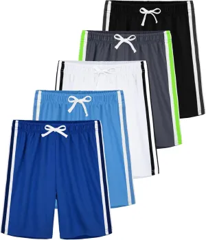 5 Pack Boys Shorts Boys Athletic Basketball Mesh Kids Soccer Gym Shorts Clothes Quick Dry Active Sports Shorts