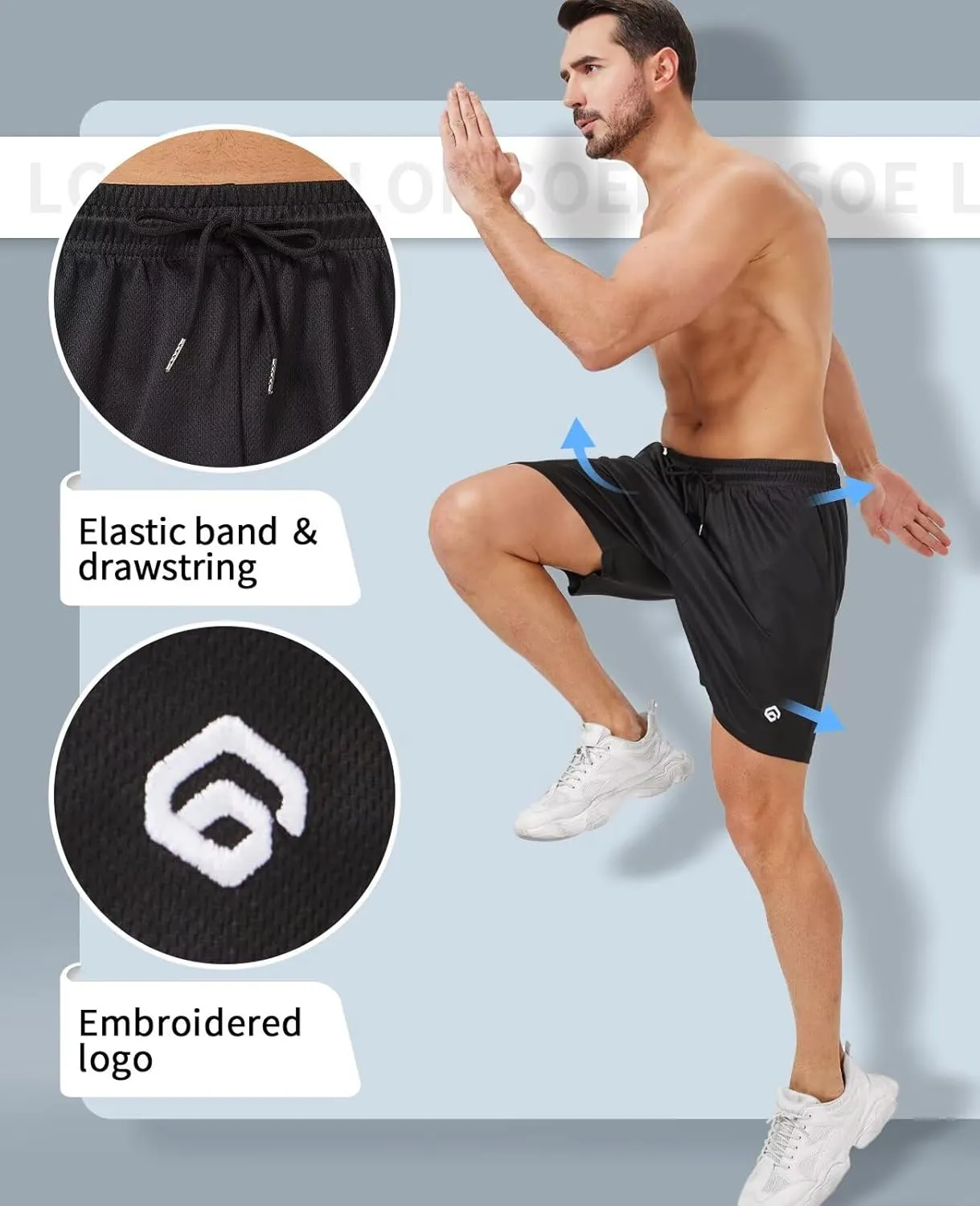 5 Pack Gym Shorts Men 5 Inch Quick Dry Mesh Shorts Men Lightweight Training Athletic Running Shorts with Pockets
