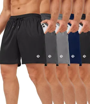 5 Pack Gym Shorts Men 5 Inch Quick Dry Mesh Shorts Men Lightweight Training Athletic Running Shorts with Pockets