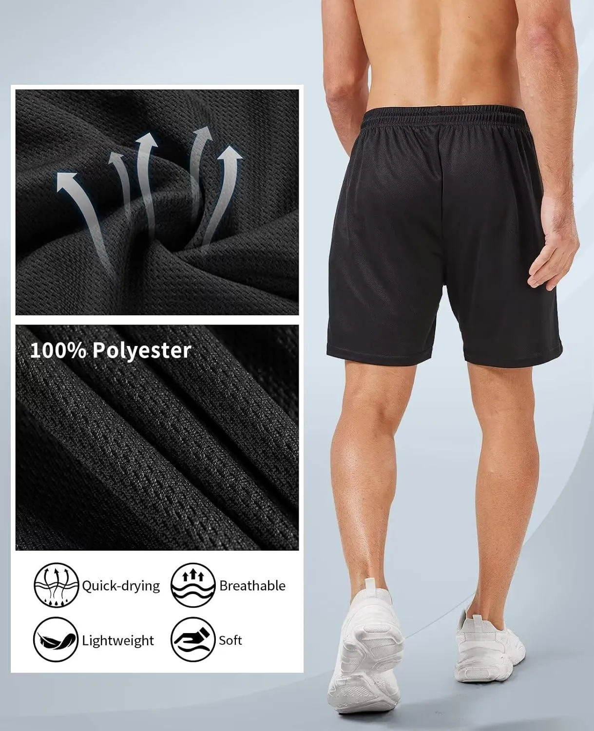 5 Pack Gym Shorts Men 5 Inch Quick Dry Mesh Shorts Men Lightweight Training Athletic Running Shorts with Pockets
