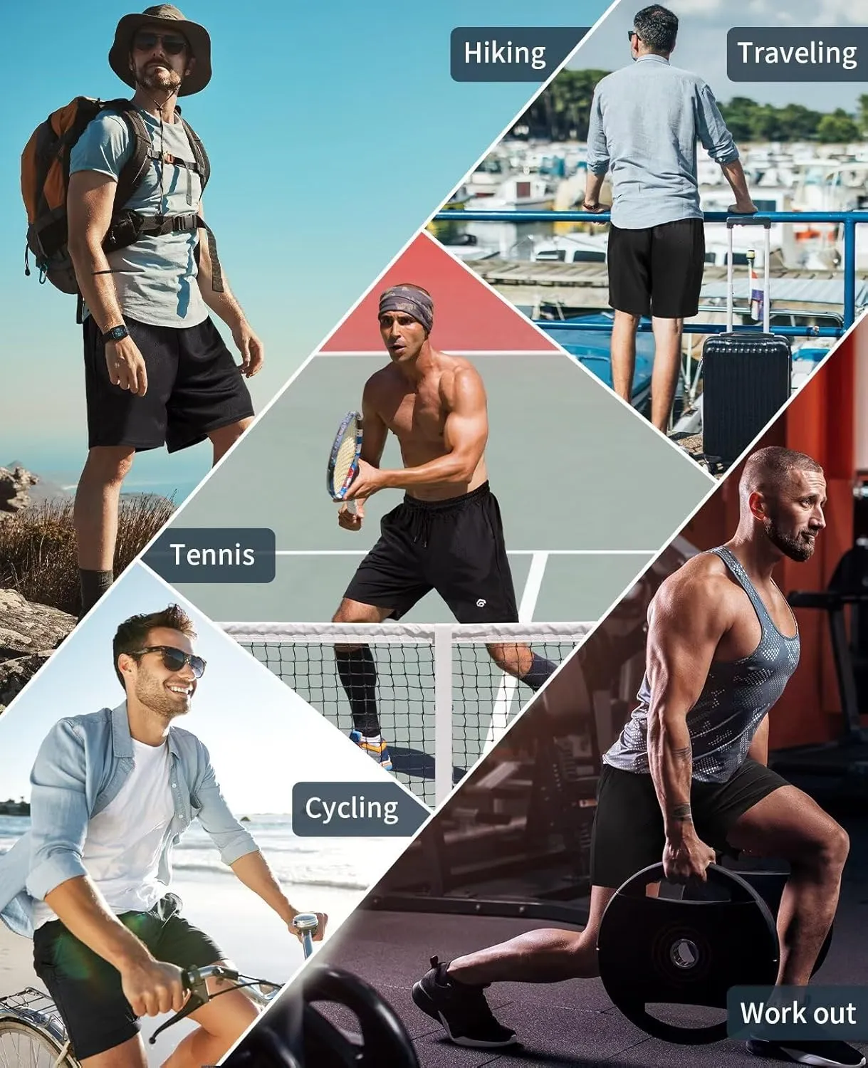5 Pack Gym Shorts Men 5 Inch Quick Dry Mesh Shorts Men Lightweight Training Athletic Running Shorts with Pockets