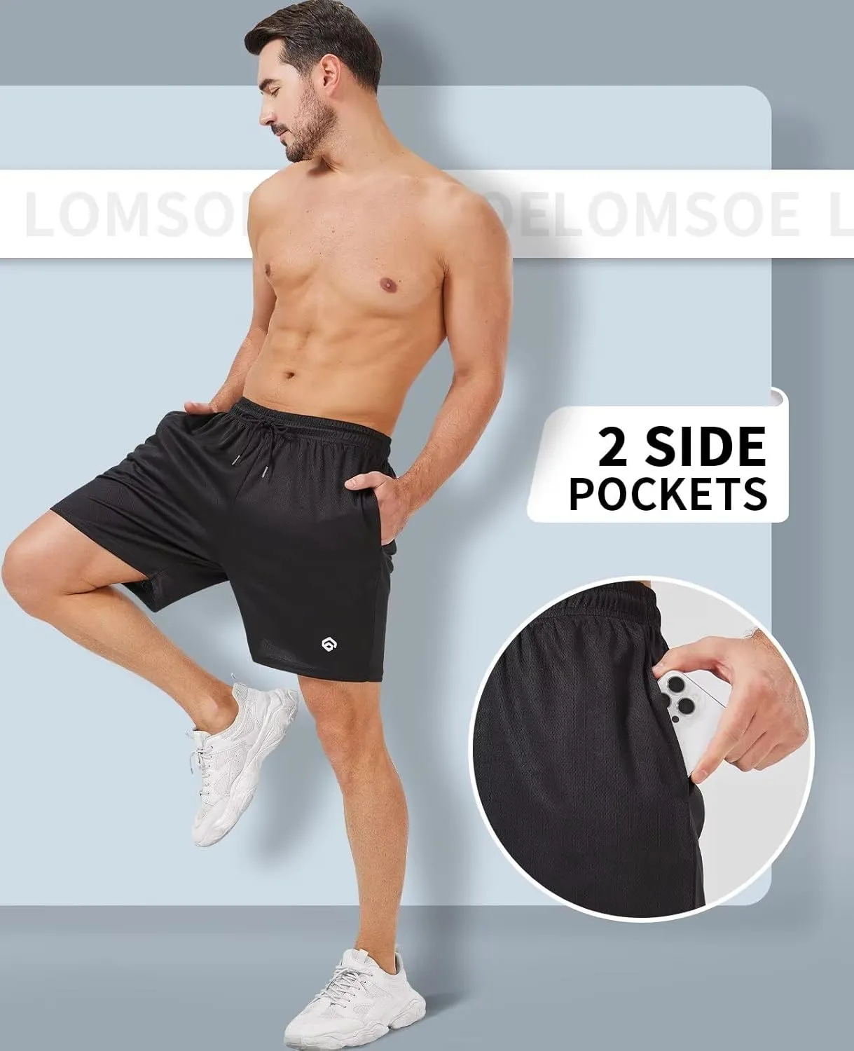 5 Pack Gym Shorts Men 5 Inch Quick Dry Mesh Shorts Men Lightweight Training Athletic Running Shorts with Pockets