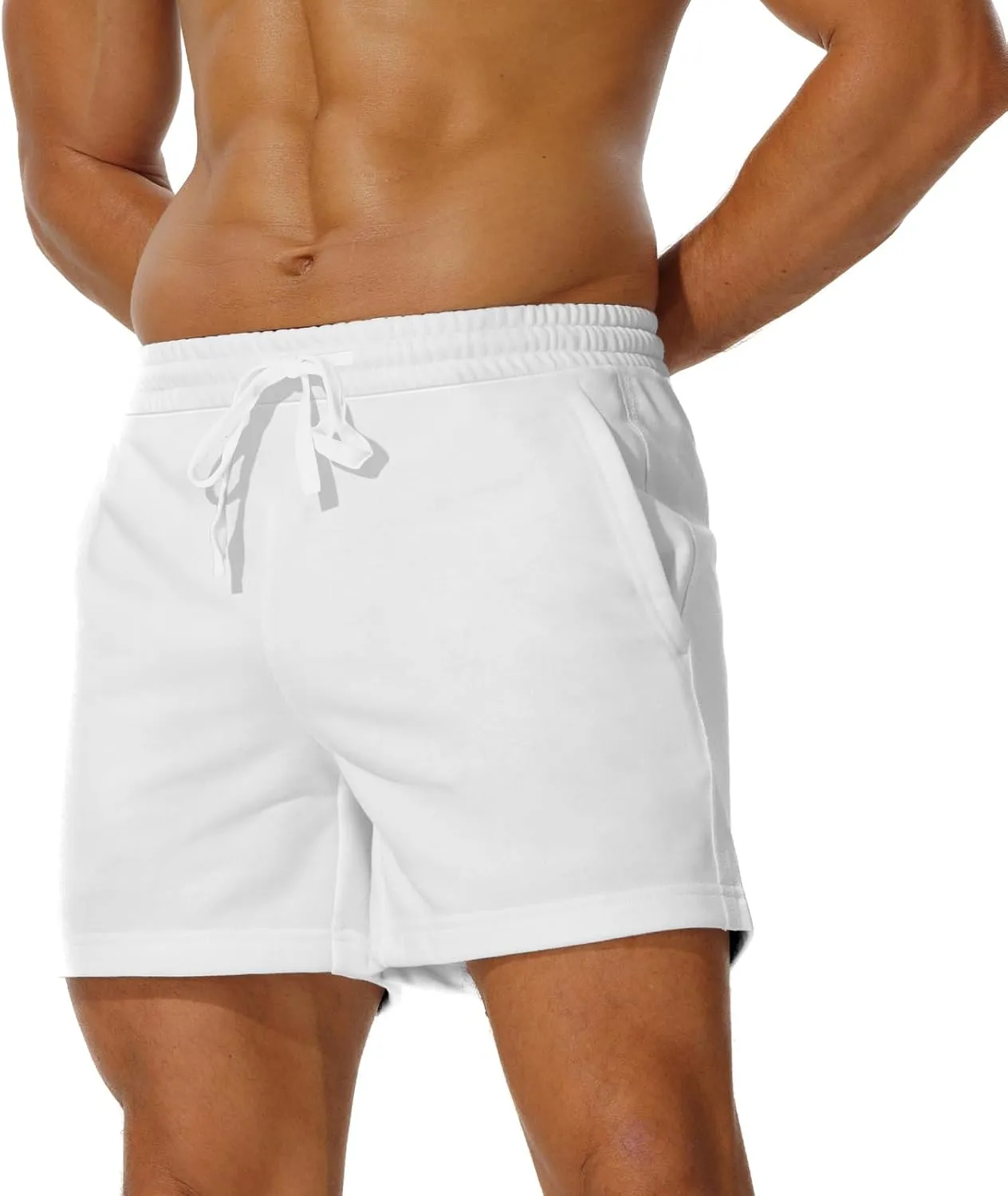 AIMPACT Mens Athletic Gym Shorts 5/5.5 Inch Cotton Casual Shorts Elastic Waist Joggers Sports Sweat Shorts with Pockets