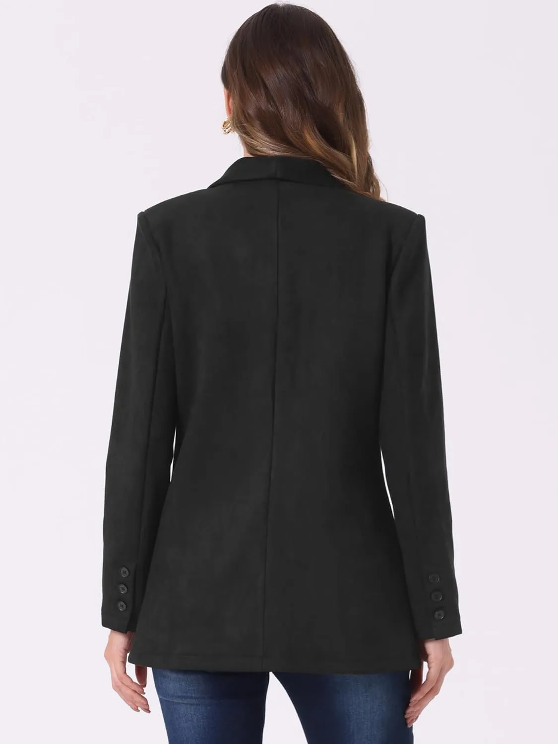 Allegra K Faux Suede Blazer for Women's Lapel Collar One Button Dressy Suit Jacket