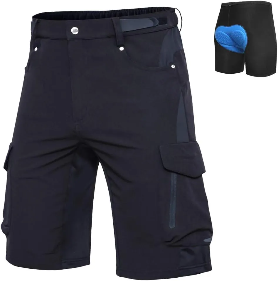 Ally Mens Mountain Bike Shorts 4D Padded Bike Shorts Baggy Cycling Biking Bicycle Biker Shorts Loose-fit with 6 Pockets