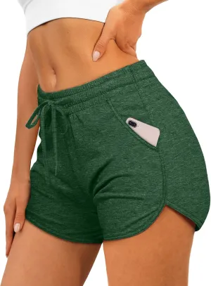 Aloodor Womens Athletic Shorts Running Dolphin Shorts with Pockets and Drawstring