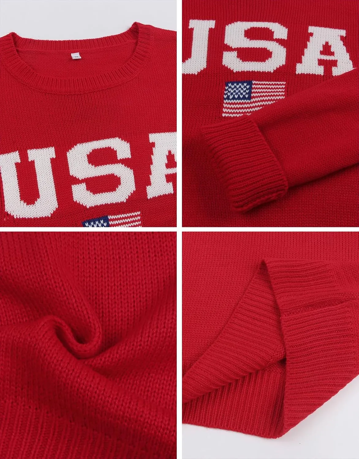 Alsol Lamesa Womens American Flag Graphic Sweater Patriotic Long Sleeve Pullover Sweaters Crew Neck Knit Tops