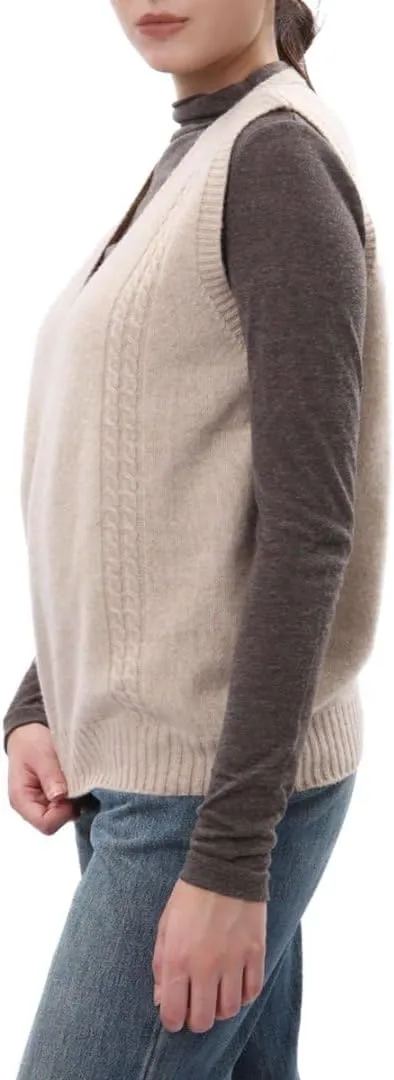 Amazhiyu Womens 100% Wool Sweater Vest Sleeveless V Neck Knitted Pullover Top
