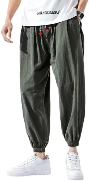 Aoleaky Streetwear Men Harem Pants Korean Style Casual Cotton Linen Trouser Man Jogger Pants Baggy Pants Men
