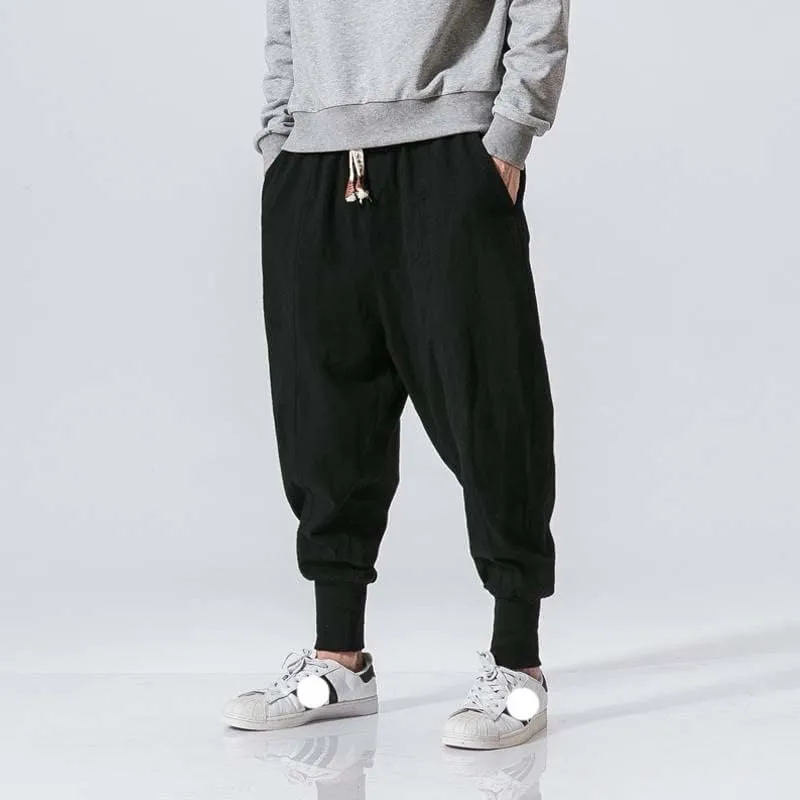 Aoleaky Streetwear Men Harem Pants Korean Style Casual Cotton Linen Trouser Man Jogger Pants Baggy Pants Men