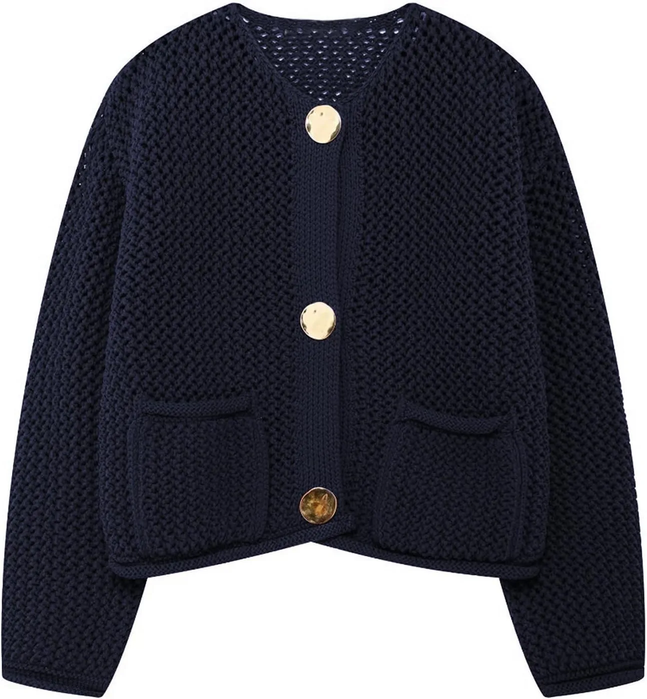 Arssm Womens Cardigan Sweaters 2024 V Neck Long Sleeve Sweater Button Down Knit Sweater Top with Pockets