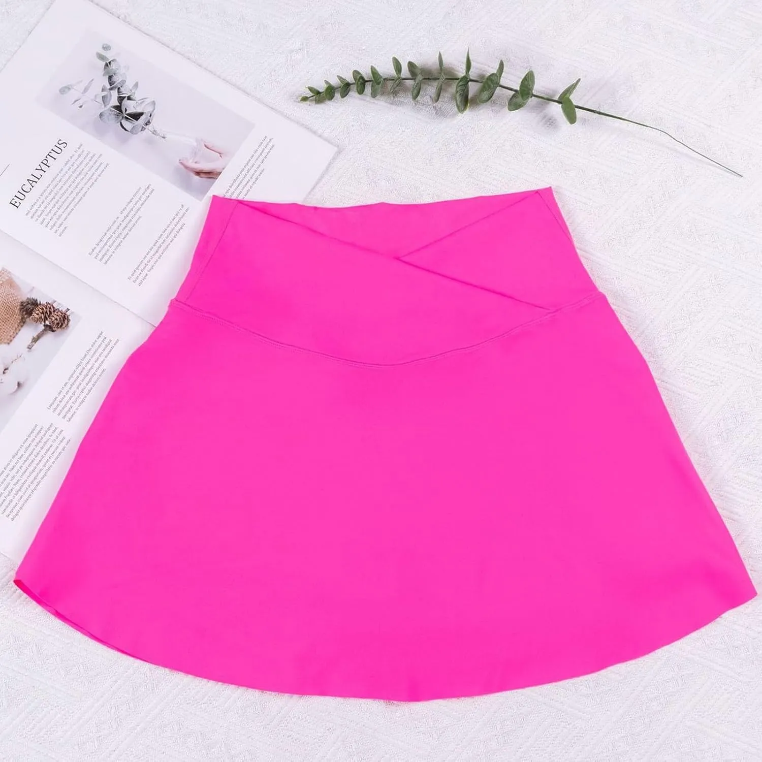 Athletic Skirts Women with Pockets Lightweight Cross Waist Tennis Skorts Casual Mini Golf Skirt with Shorts