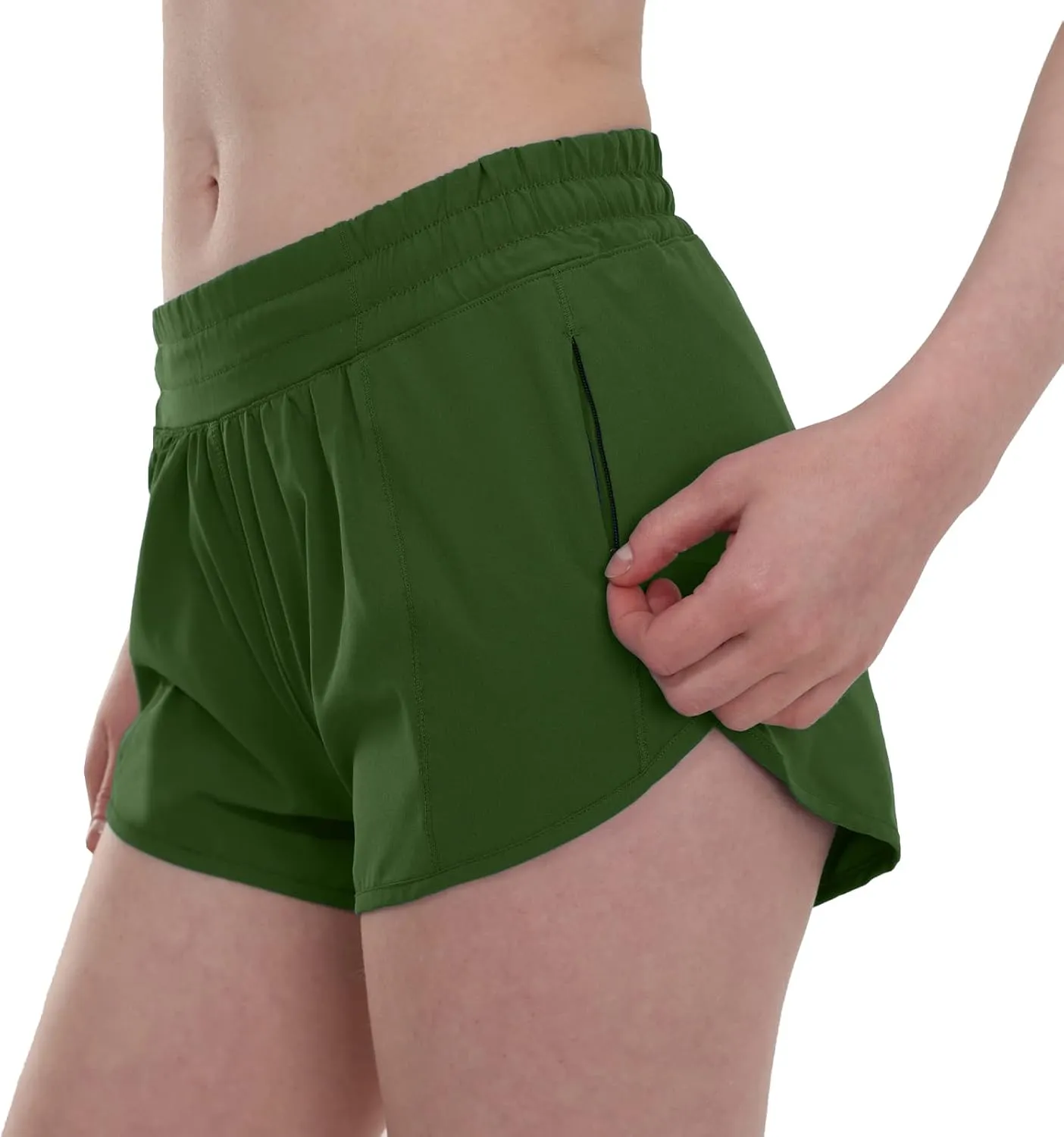 Aurefin Running Shorts for WomenLightweight Athletic Shorts with Mesh Liner and Zip Pocket Quick Dry Workout Sports Shorts