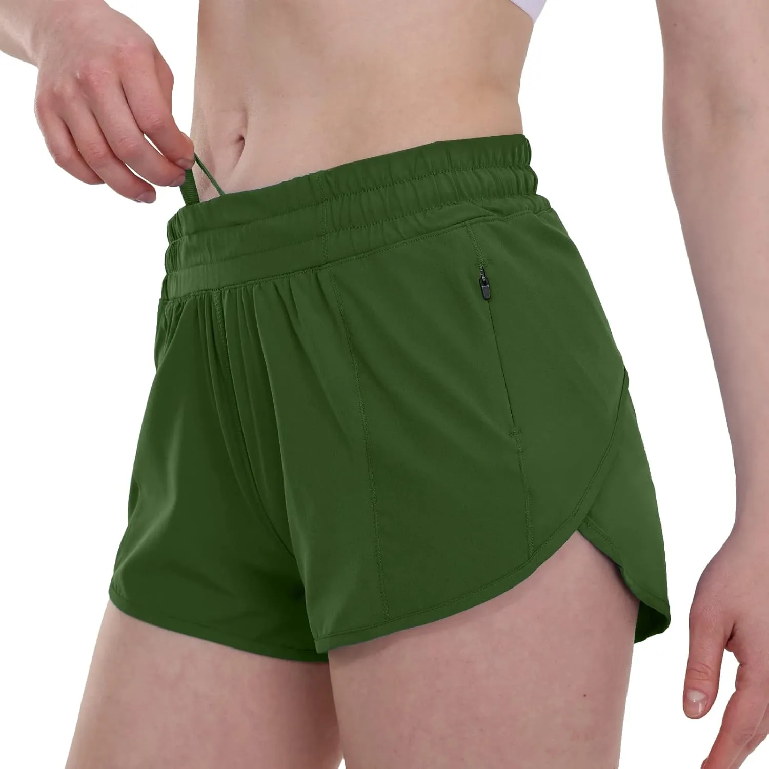 Aurefin Running Shorts for WomenLightweight Athletic Shorts with Mesh Liner and Zip Pocket Quick Dry Workout Sports Shorts