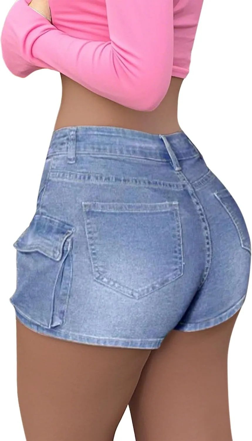Avanova Women Jean Denim Skort Sexy High Waisted Asymmetrical Short Mini Skirt