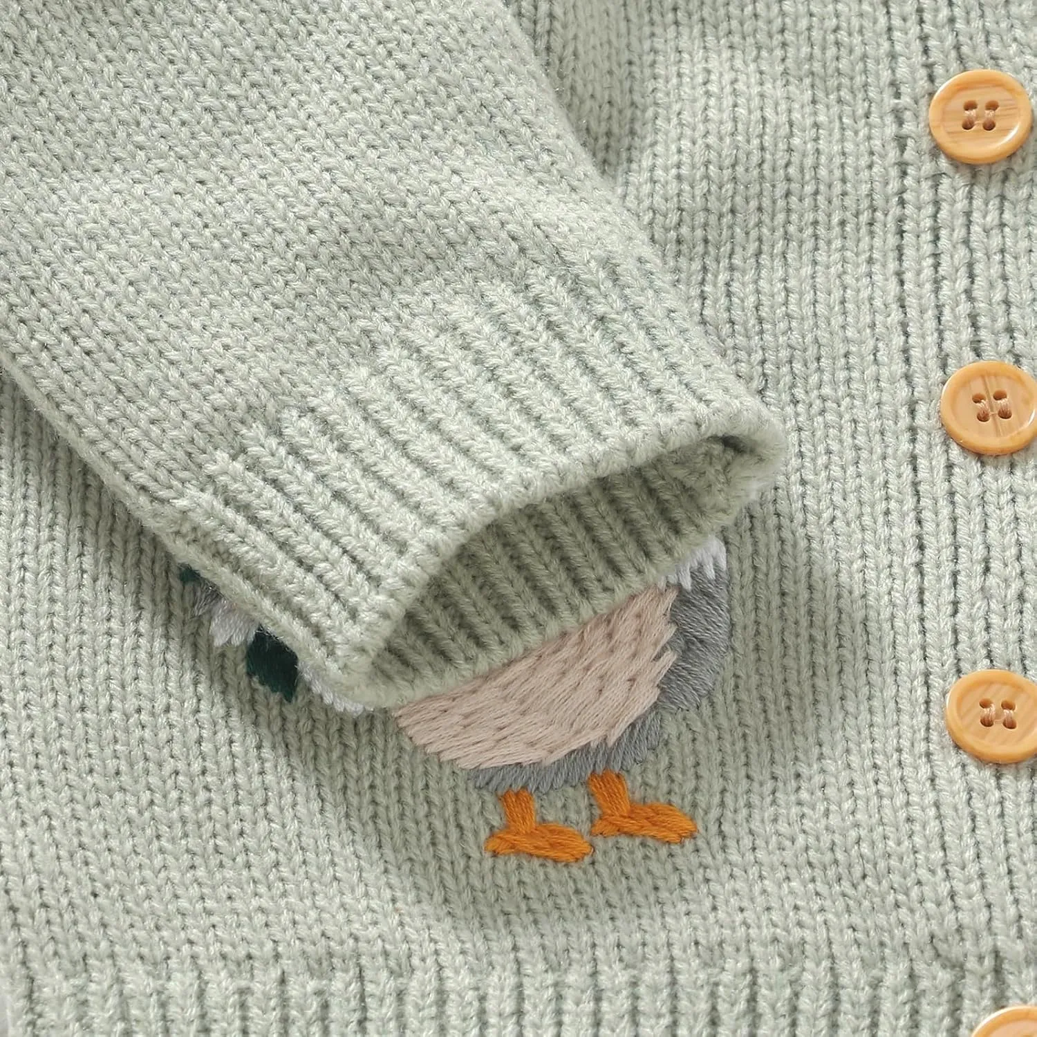 Baby Girl Cardigan Knit Sweater Animal Embroidery Chunky Coat Doll Collar Knitwear Toddler Infant Spring Clothes