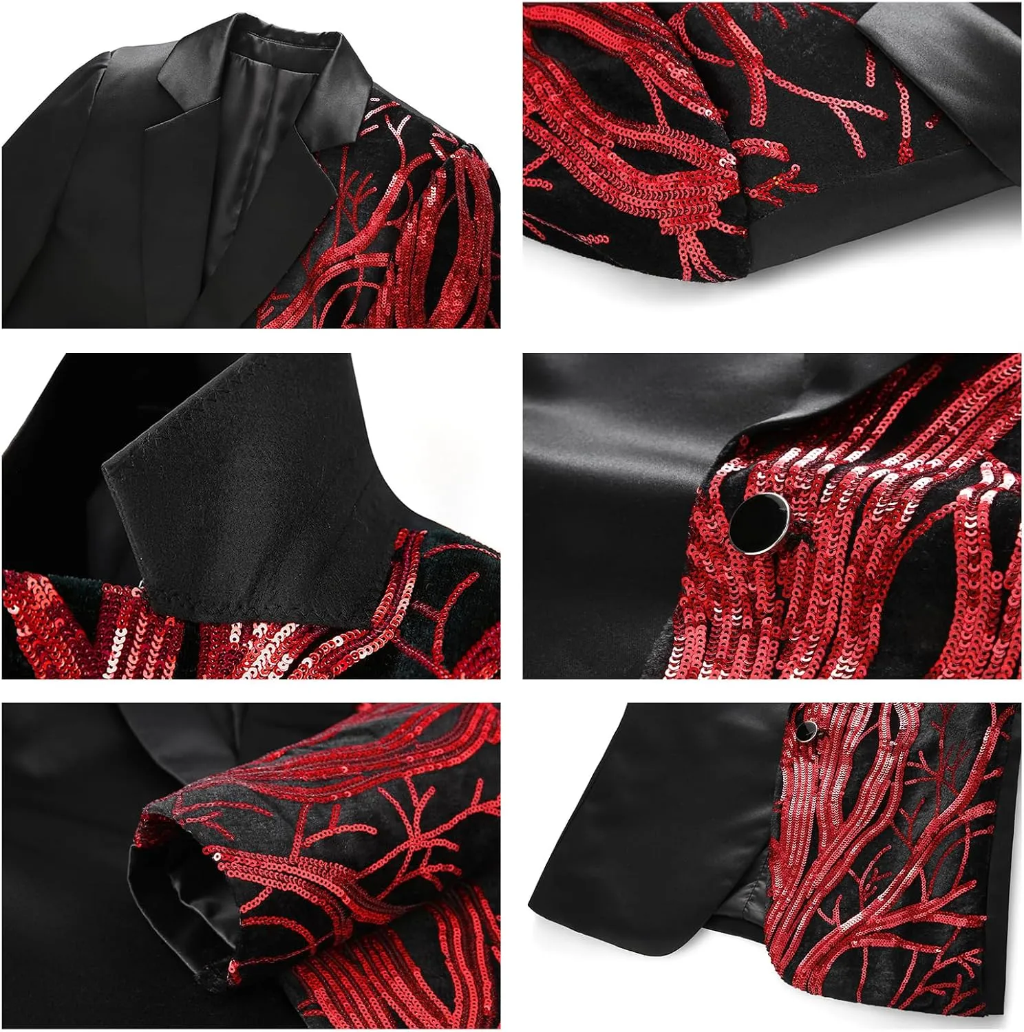 Boys Formal Tuxedo Suit Set Size 4-16 Sequin Blazer 2 Piece Satin Jacket Black Pants Kids and Teen Boys Dress Outfit