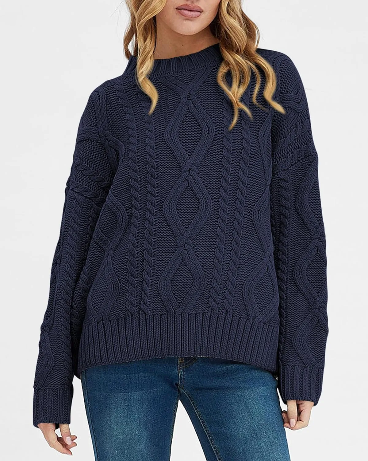 BTFBM Casual Women Long Sleeve Sweater 2025 Fall Ribbed Knit Pullover Loose Crewneck Cable Sweater Jumper Tops