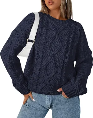 BTFBM Casual Women Long Sleeve Sweater 2025 Fall Ribbed Knit Pullover Loose Crewneck Cable Sweater Jumper Tops