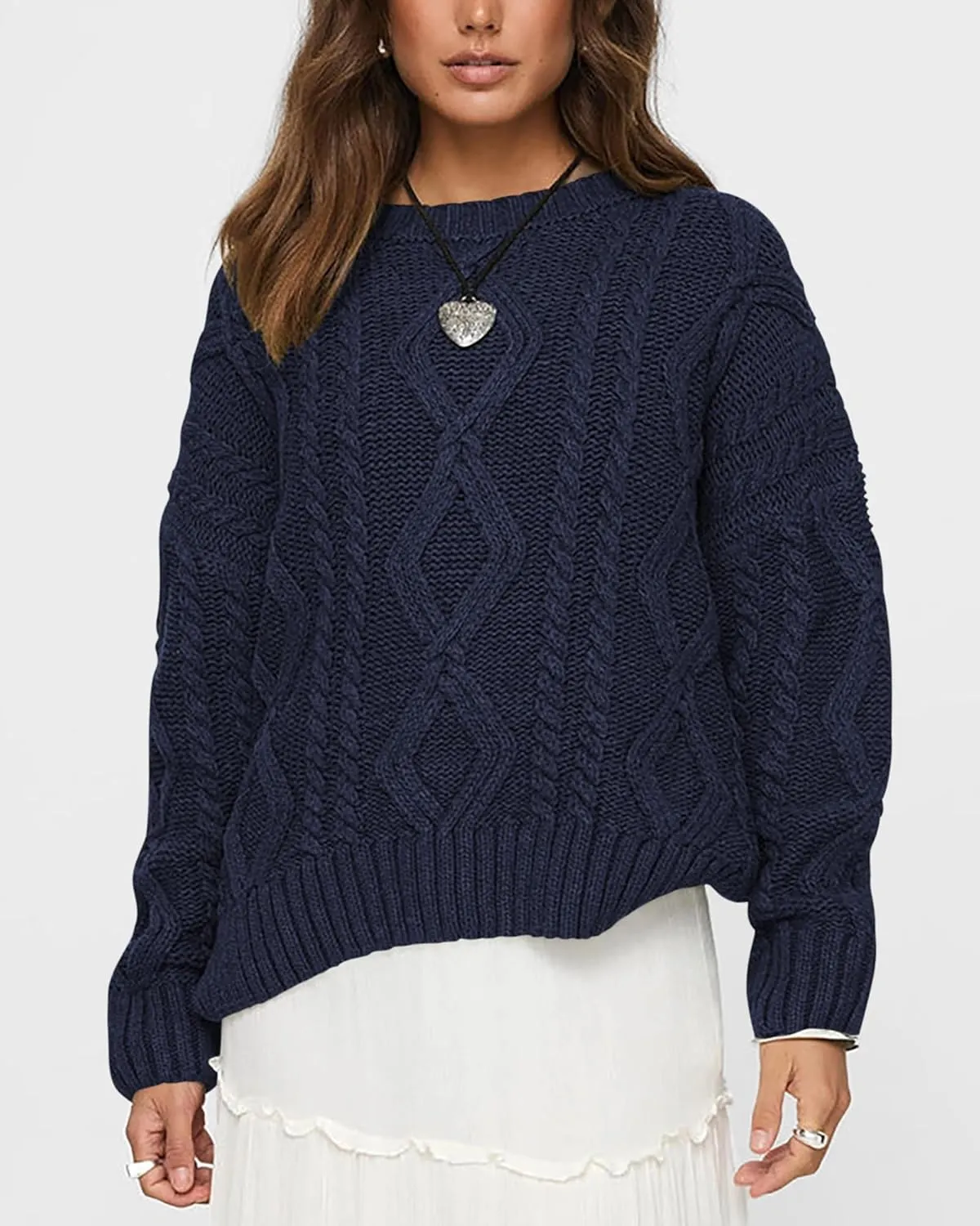 BTFBM Casual Women Long Sleeve Sweater 2025 Fall Ribbed Knit Pullover Loose Crewneck Cable Sweater Jumper Tops