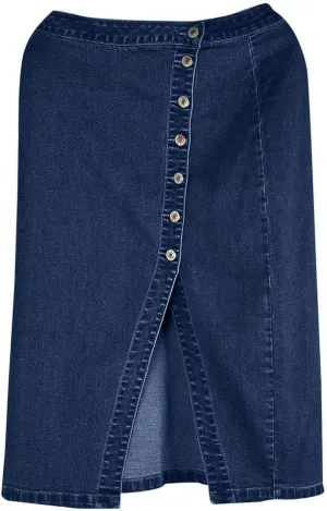 Button Down Denim Skirt High Waisted Slit Pencil Skirt Women Summer Below Knee Length Slim Fit Skirts