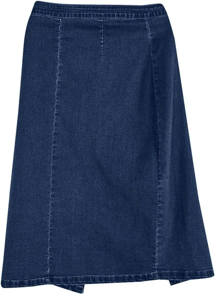 Button Down Denim Skirt High Waisted Slit Pencil Skirt Women Summer Below Knee Length Slim Fit Skirts