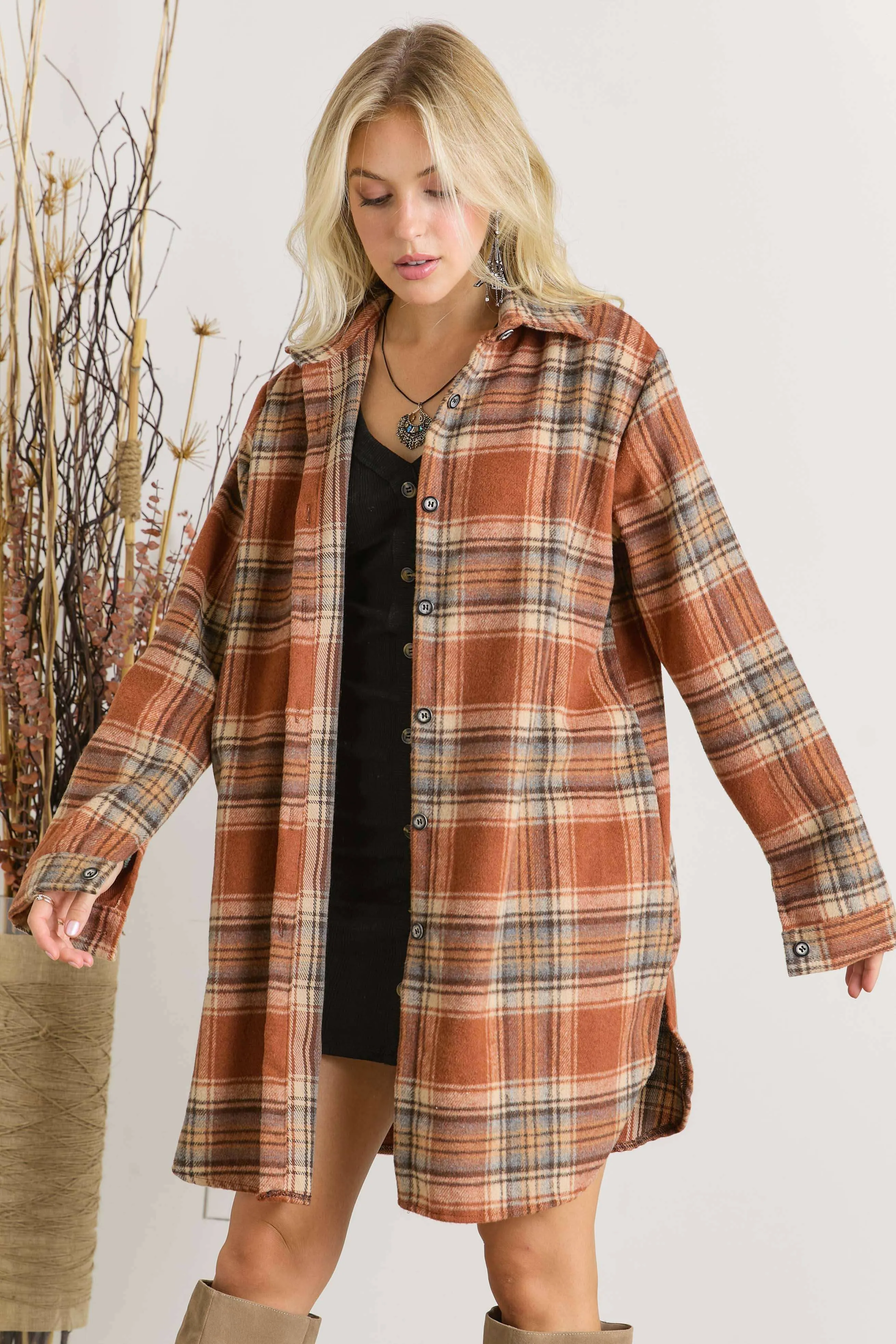 BUTTON DOWN FLANNEL SHACKET