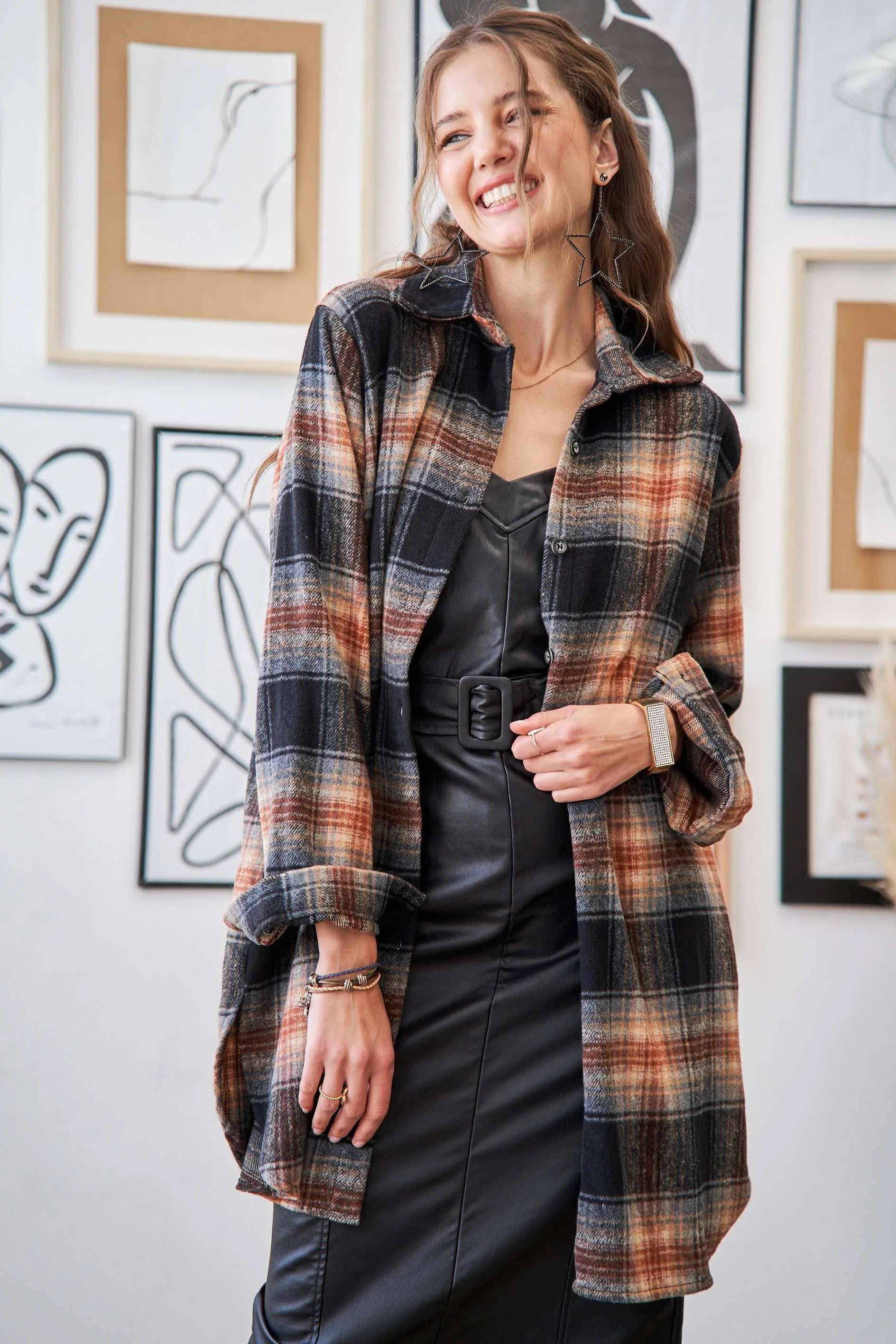 BUTTON DOWN FLANNEL SHACKET
