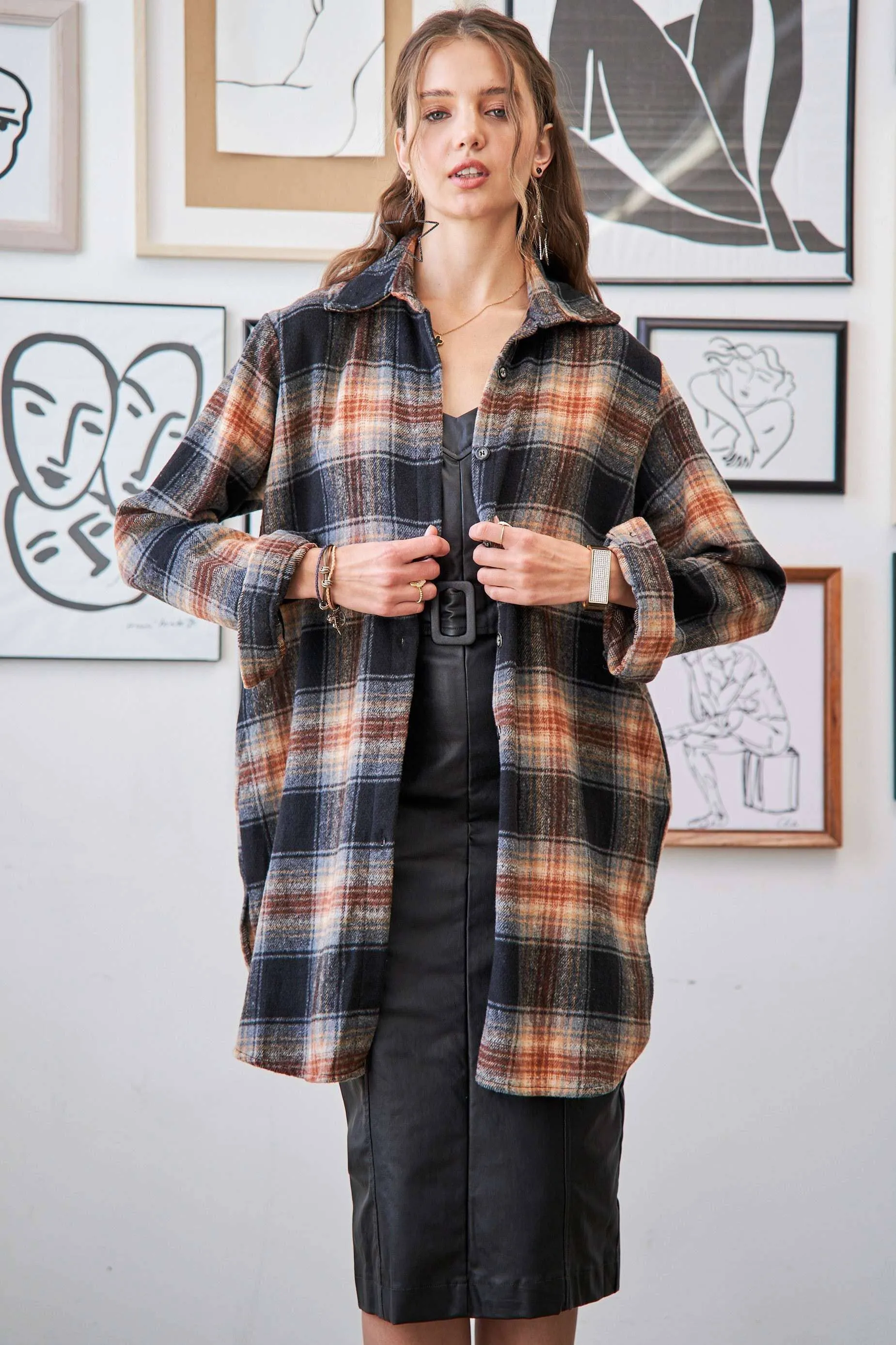 BUTTON DOWN FLANNEL SHACKET