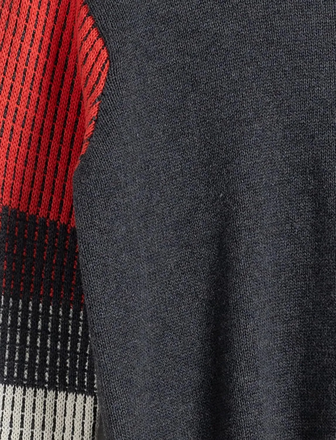 Cable Stitch Women's Contrast-Sleeve Cotton Sweater - Crewneck Long Sleeve Knitted Pullover Top