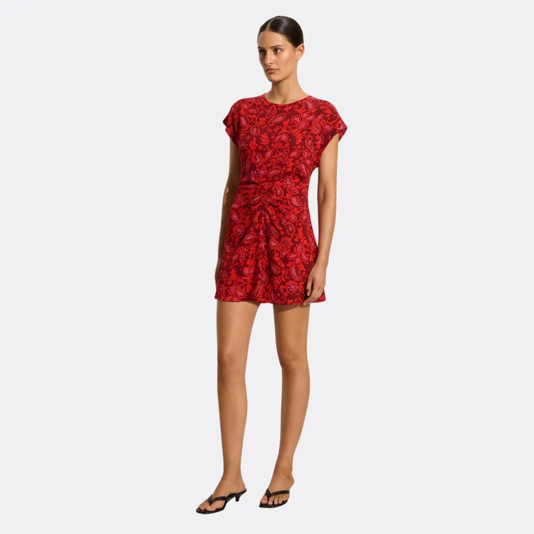 Calestina Mini Dress (Selcetta Paisley Red)