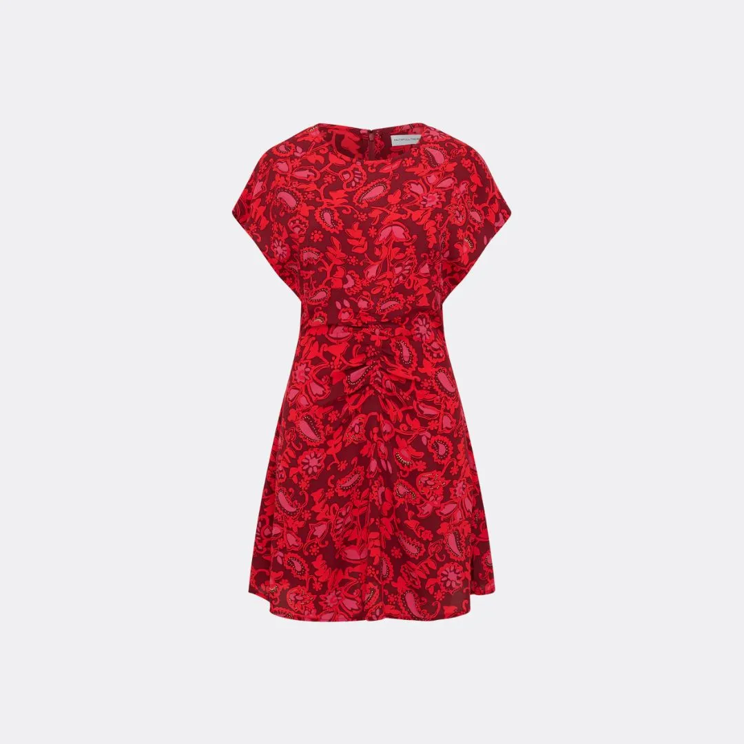 Calestina Mini Dress (Selcetta Paisley Red)