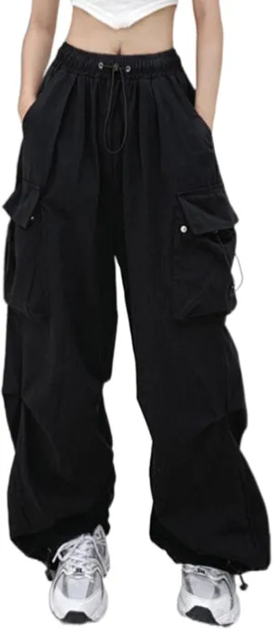 Cargo Pants for Women, Casual Hip Hop Joggers Pants Loose Y2k Cargo Pants Flap Pocket Trousers E-Girl Streetwear