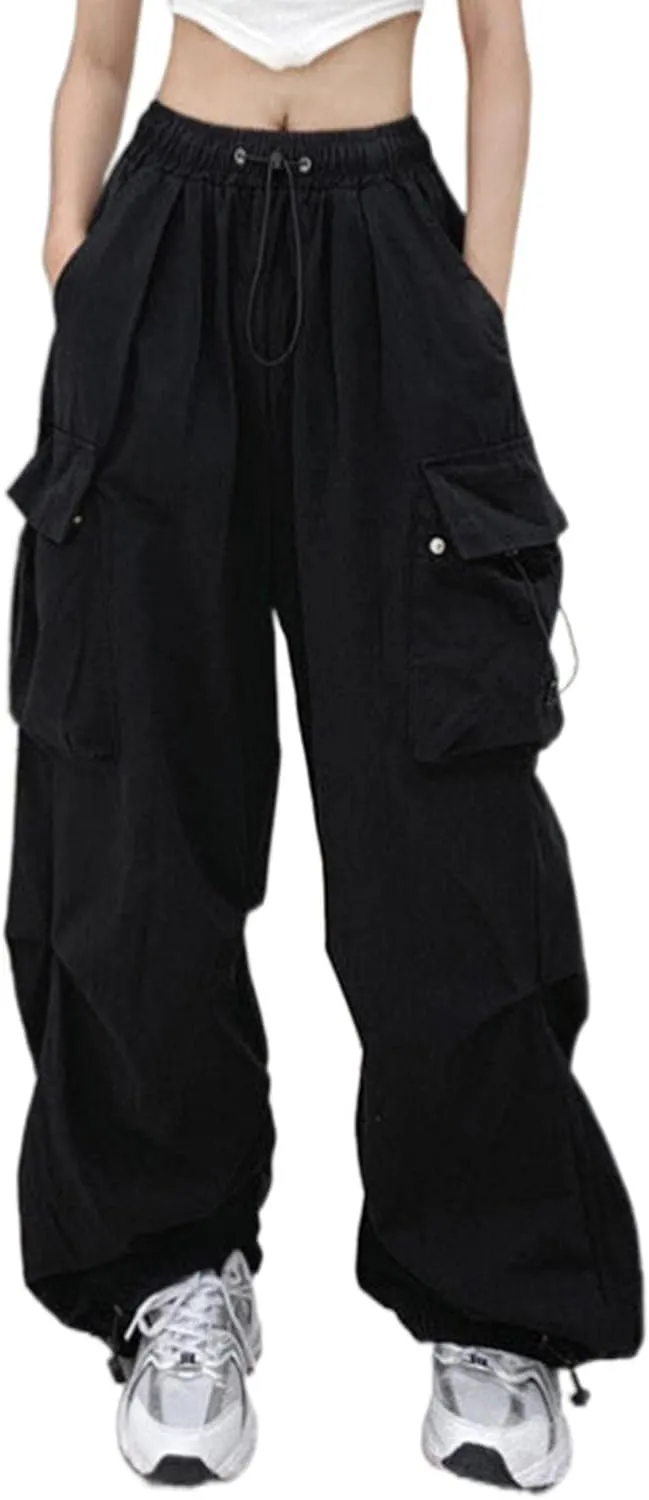 Cargo Pants for Women, Casual Hip Hop Joggers Pants Loose Y2k Cargo Pants Flap Pocket Trousers E-Girl Streetwear