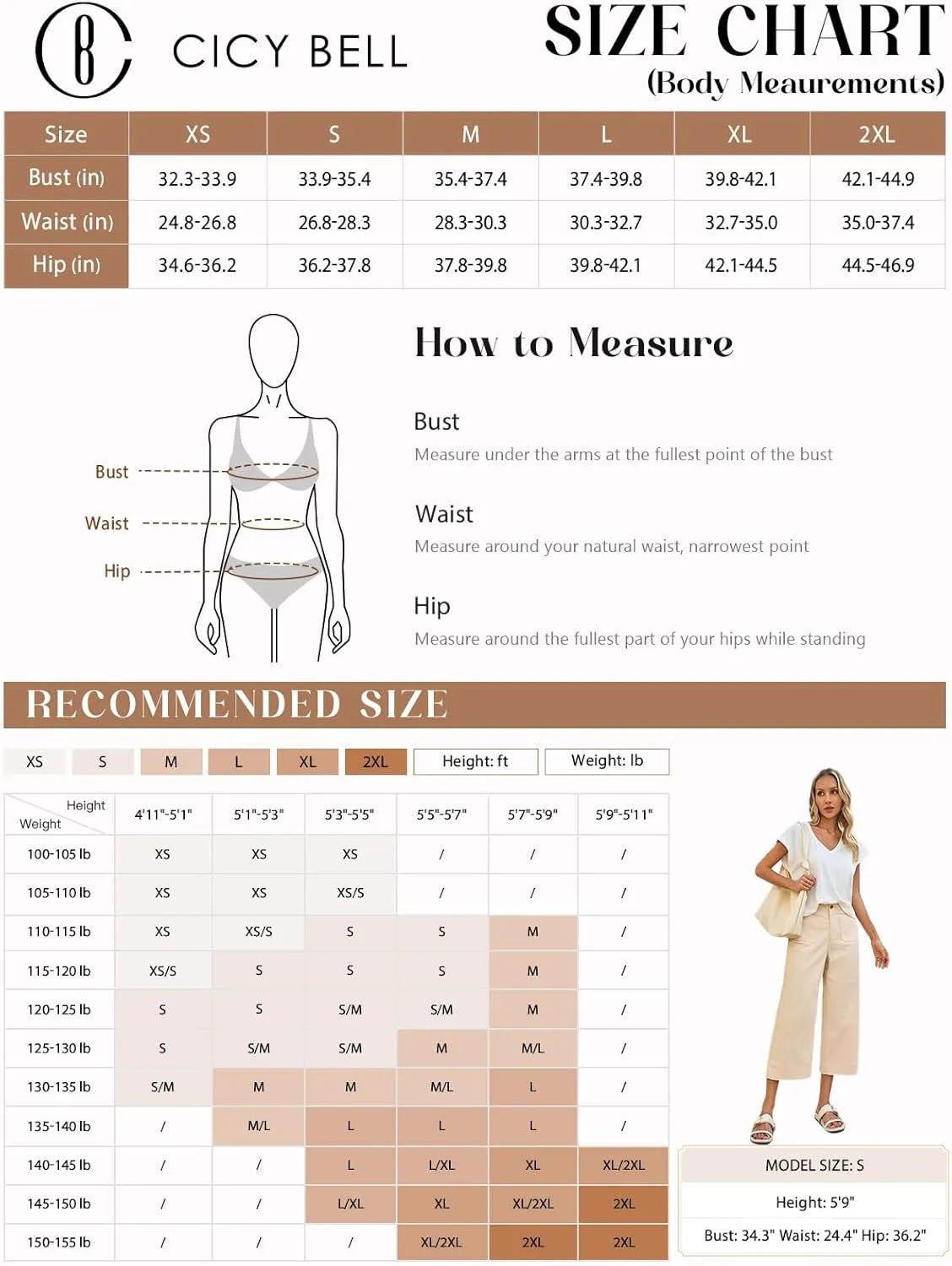 Cicy Bell Womens Cropped Wide Leg Pants High Waisted Stretchy Flare Pants Casual Baggy Trousers