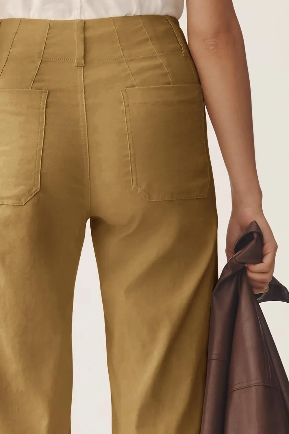 Cicy Bell Womens Cropped Wide Leg Pants High Waisted Stretchy Flare Pants Casual Baggy Trousers