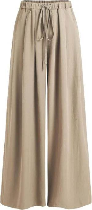 CIDER Palazzo Pants for Women Wide Leg Drawsting Elastic High Waisted Comfy Casual Flowy Pants with Pockets