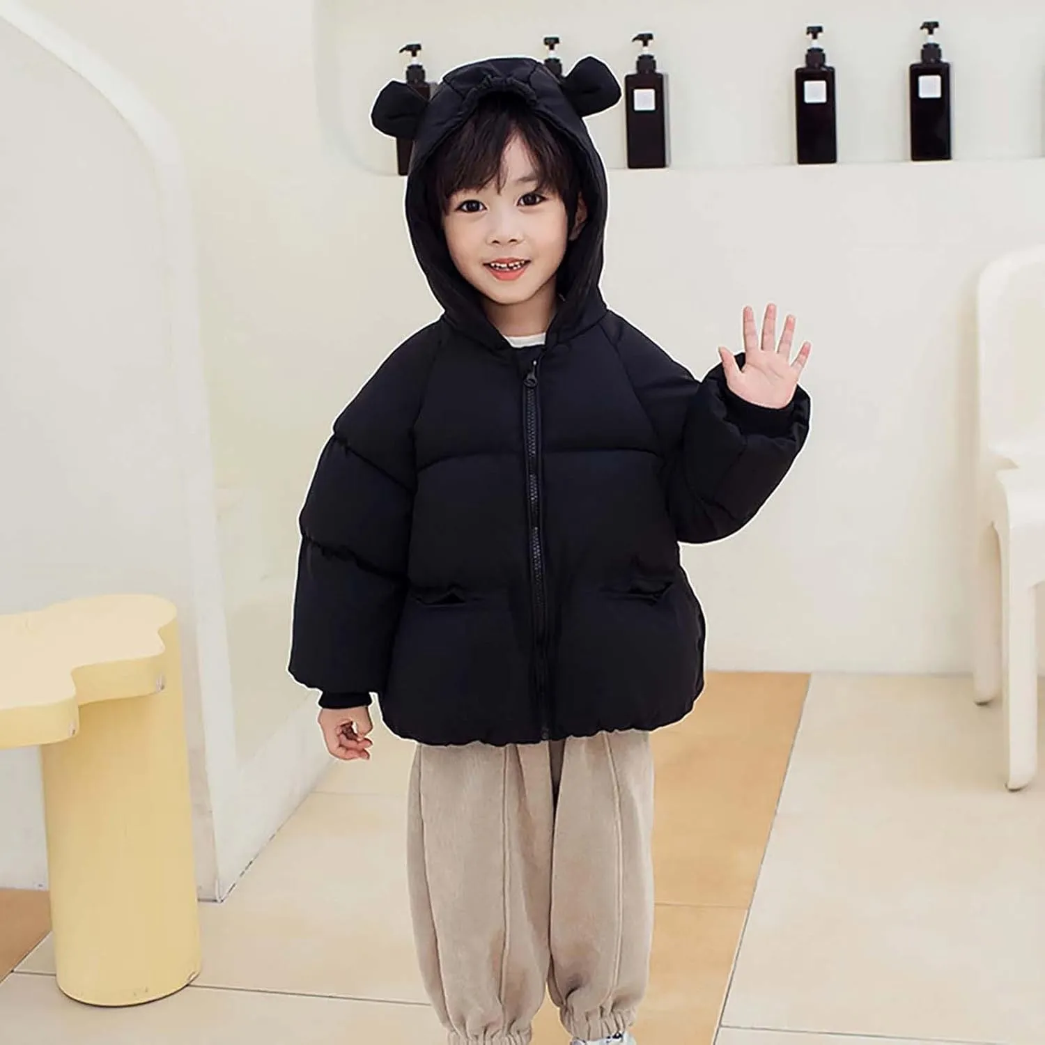 Coat for Boys Winter Boys Winter Warm Thick Solid Cotton Long Sleeve Padded Jacket Coat Clothes
