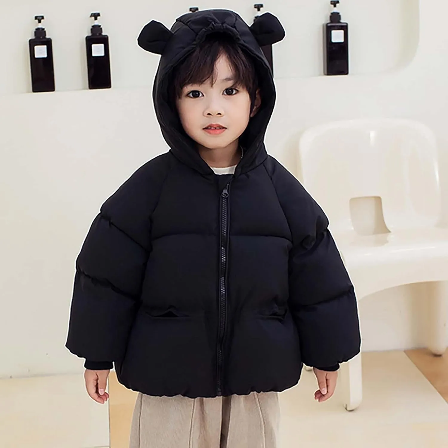 Coat for Boys Winter Boys Winter Warm Thick Solid Cotton Long Sleeve Padded Jacket Coat Clothes