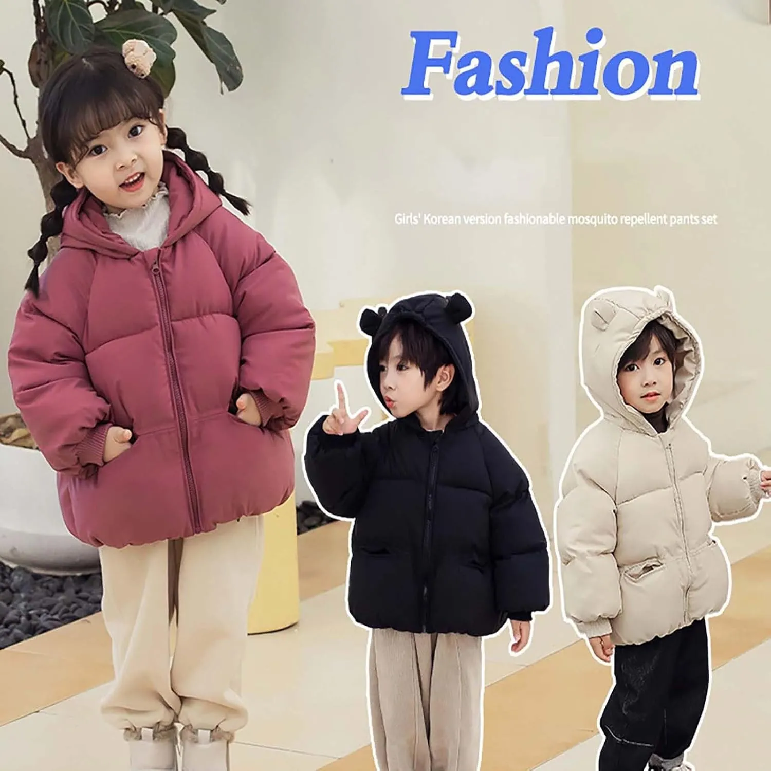 Coat for Boys Winter Boys Winter Warm Thick Solid Cotton Long Sleeve Padded Jacket Coat Clothes