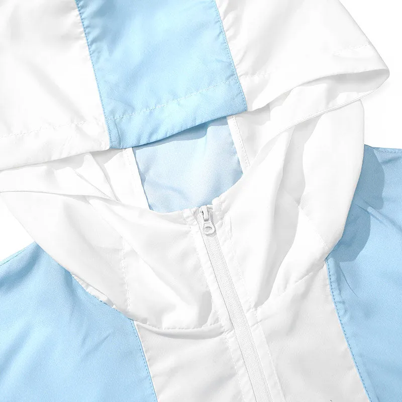 Color Block Jacket With Hooded