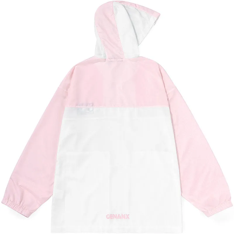 Color Block Jacket With Hooded
