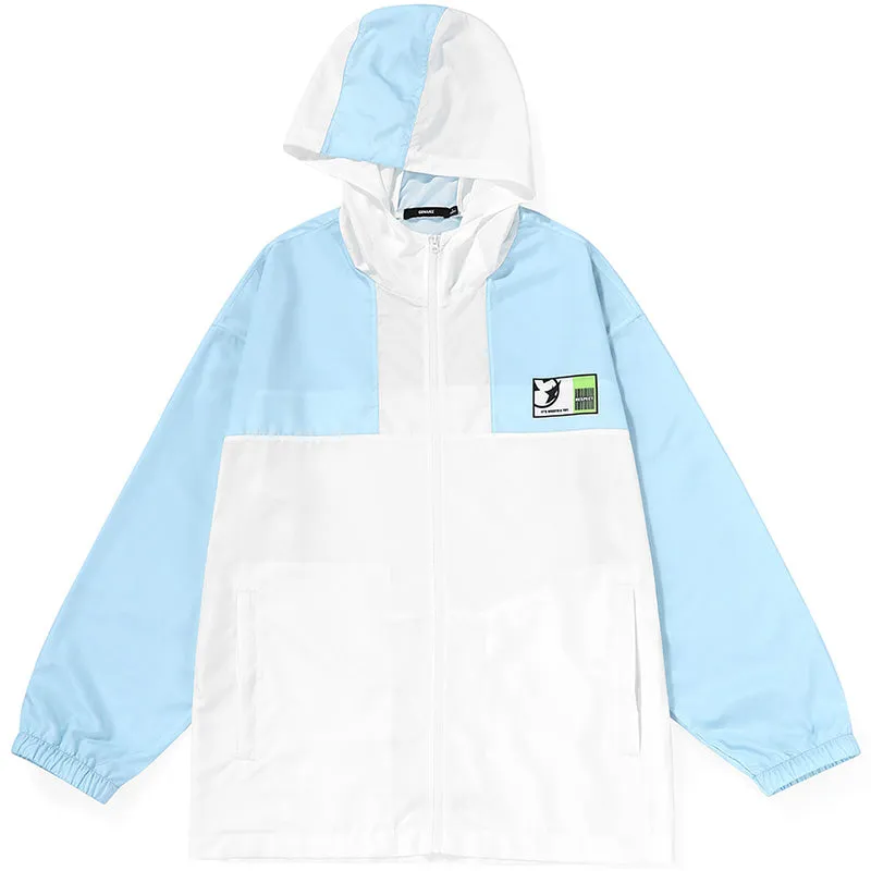 Color Block Jacket With Hooded