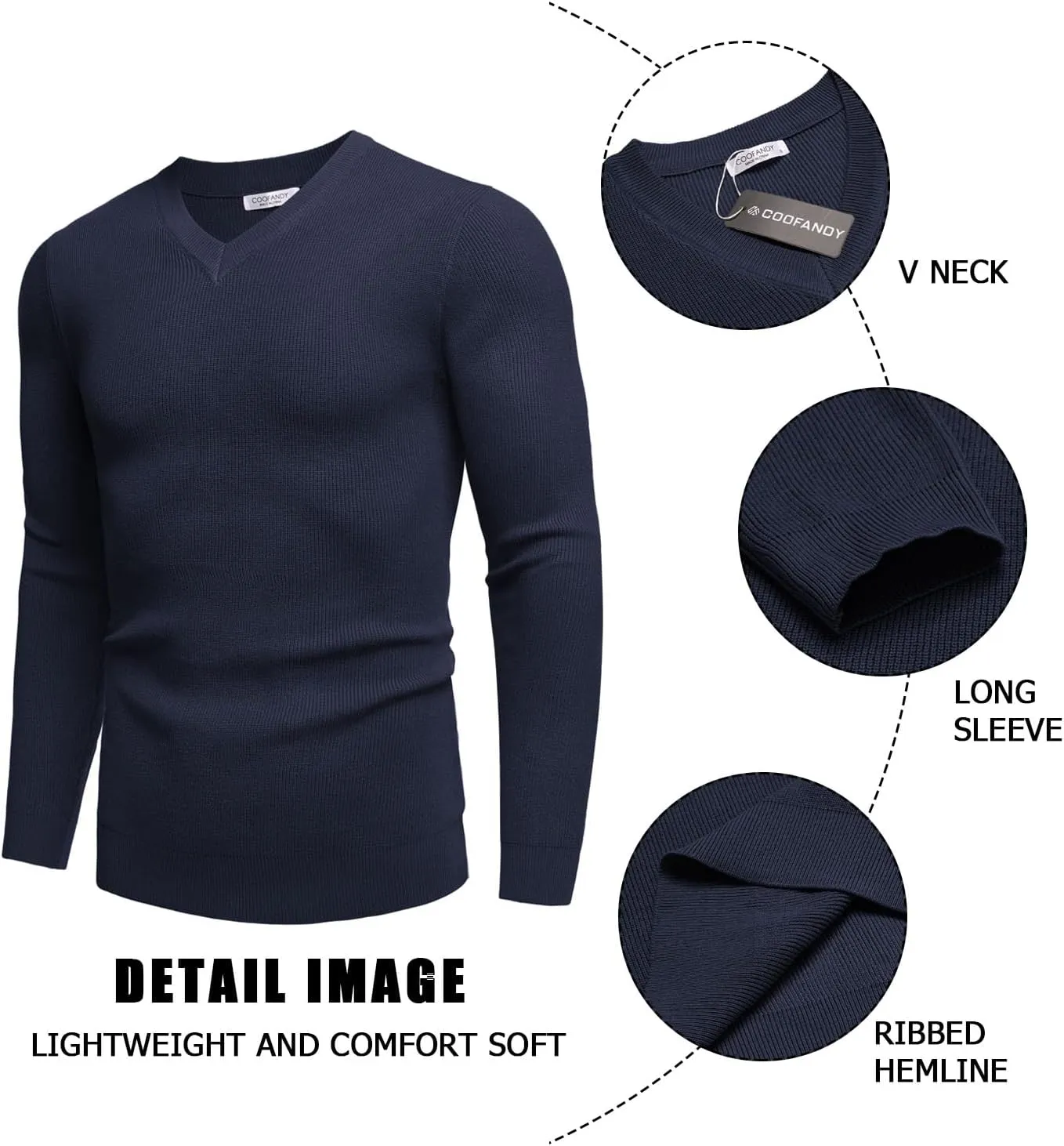 COOFANDY Men V Neck Dress Sweater Knit Long Sleeve Casual Slim Fit Pullover Sweater